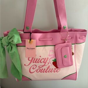 🍓Juicy Couture Retro Strawberry Tote with Green Bow